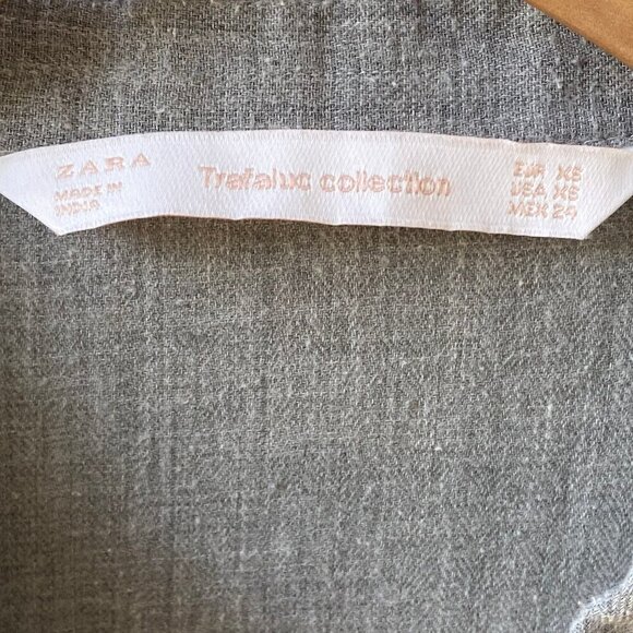 Zara Trafaluc Collection Womens Long Sleeve Button Shirt XS Gray Embroidered - Picture 7 of 13